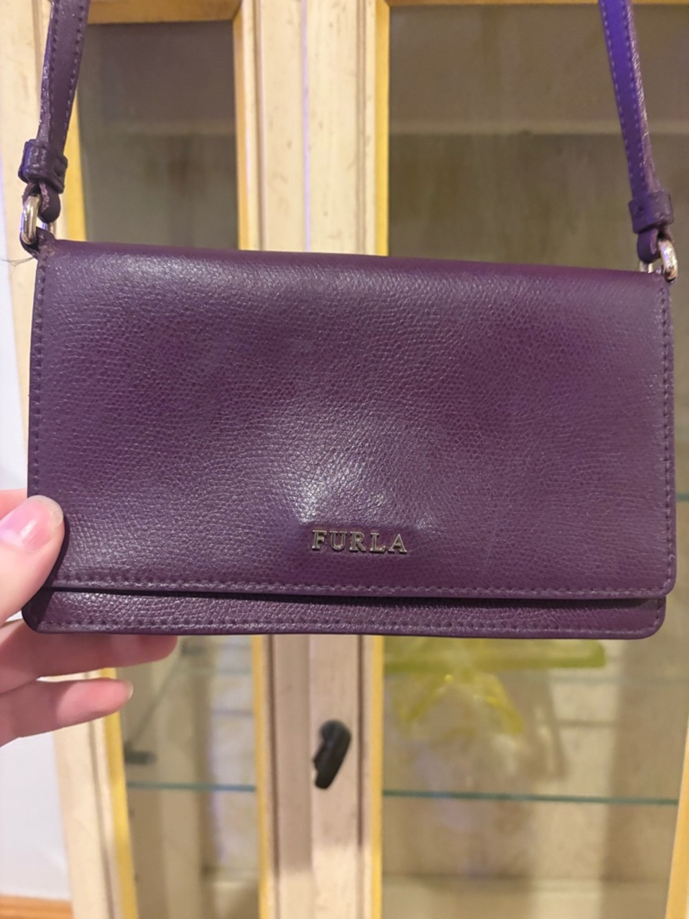 Furla Plum Leather Crossbody Bag